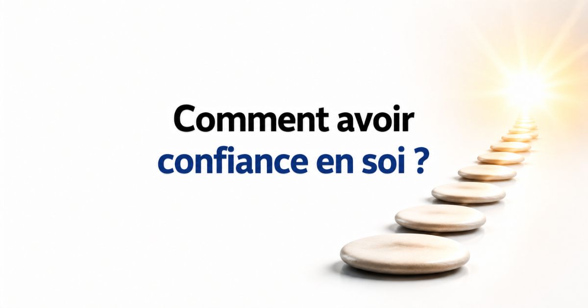 Illustration d'un chemin de pierres avançant vers une lumière symbolisant la confiance en soi et le développement personnel