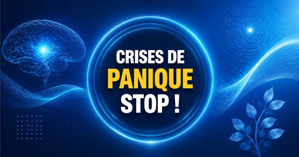 Image illustrant comment vaincre les crises de panique avec un cerveau lumineux et des solutions pour calmer l’anxiété