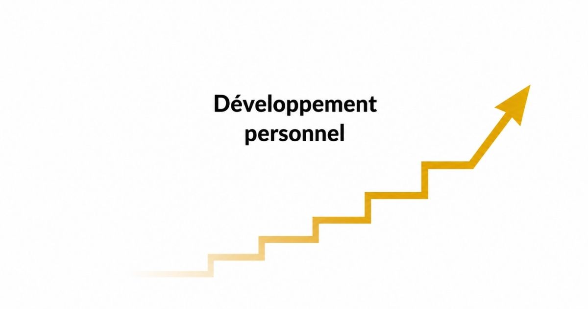 Développement personnel symbolisé par un escalier et une flèche ascendante