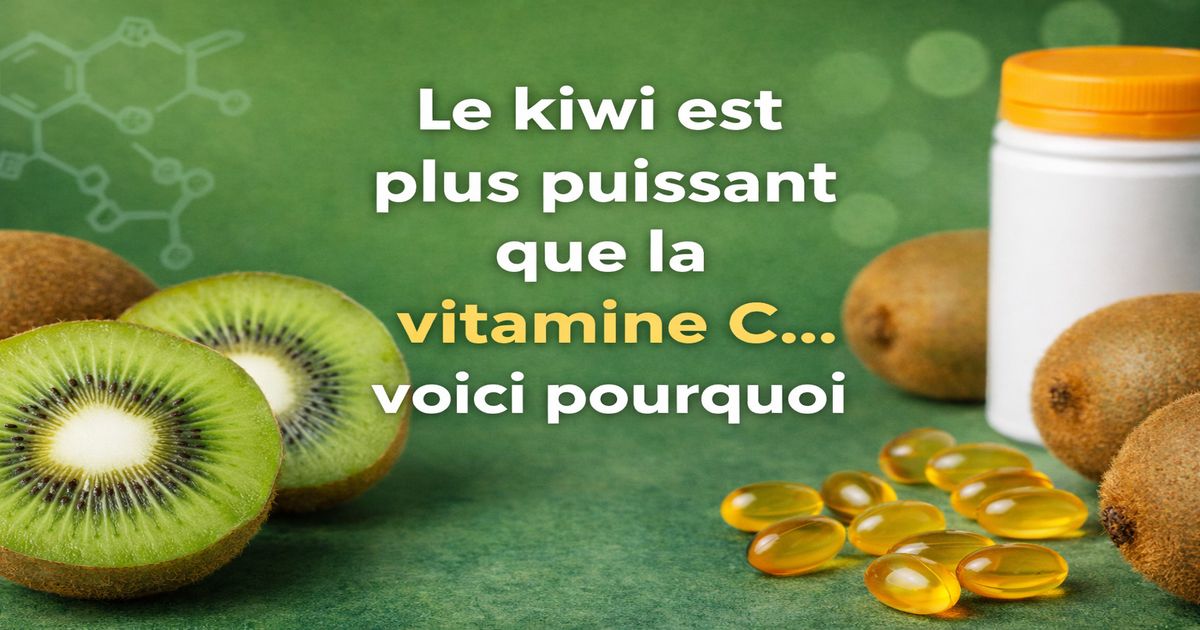 Kiwi riche en vitamine C comparé à des compléments alimentaires, illustrant ses bienfaits pour la santé