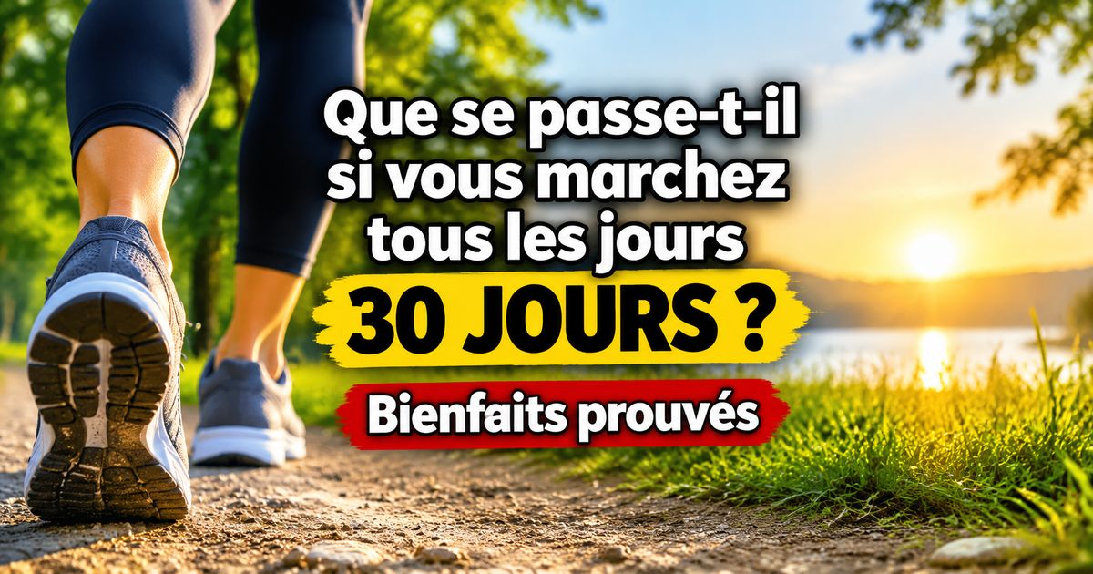 Personne marchant sur un chemin au lever du soleil illustrant les bienfaits de marcher tous les jours pendant 30 jours sur la santé, l'énergie et le sommeil.